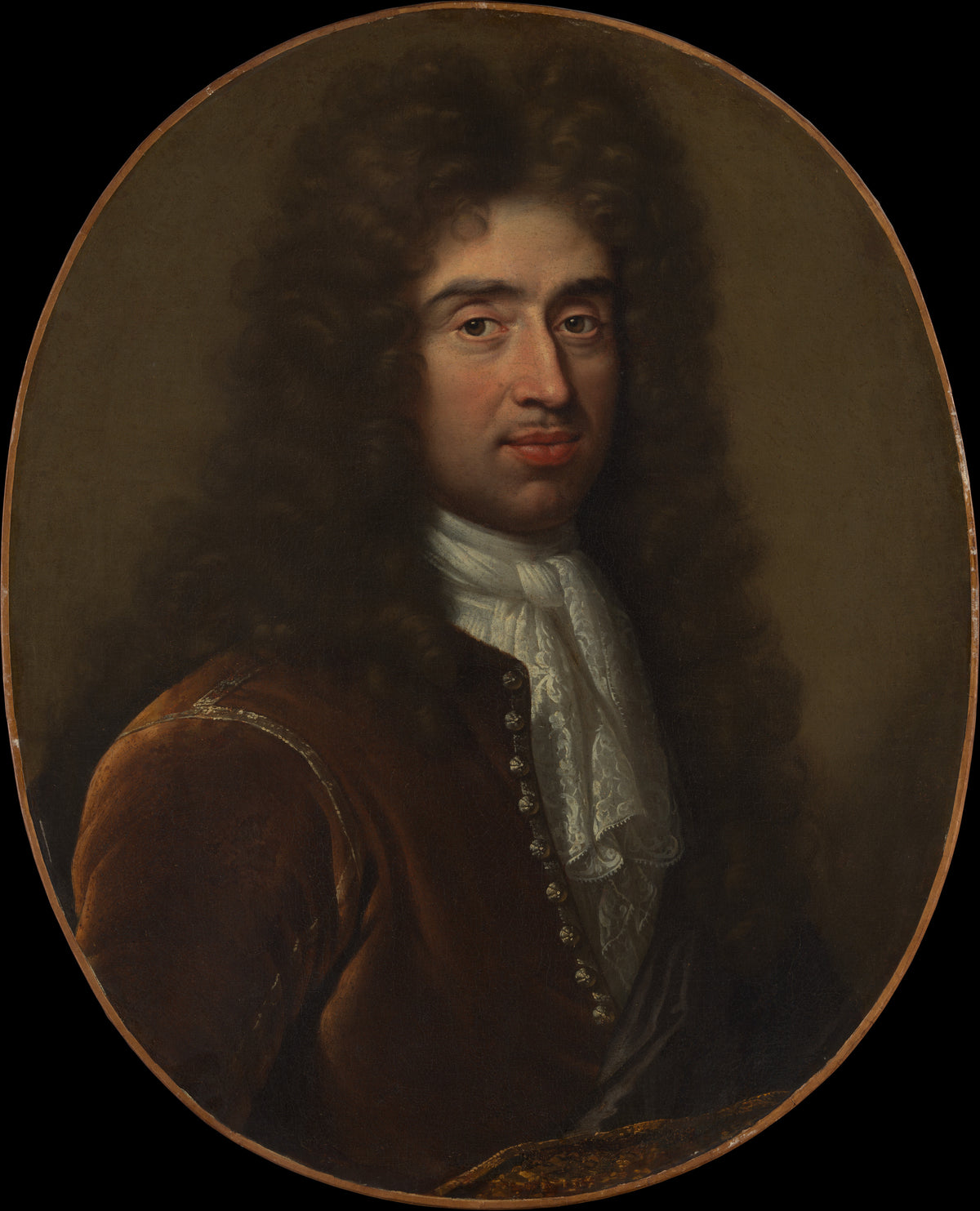 Portrait of a Man in a Brown Coat by French Painter - Oil Painting canvas print
