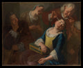 Teasing a Sleeping Girl by Gaspare Traversi - Oil Painting canvas print