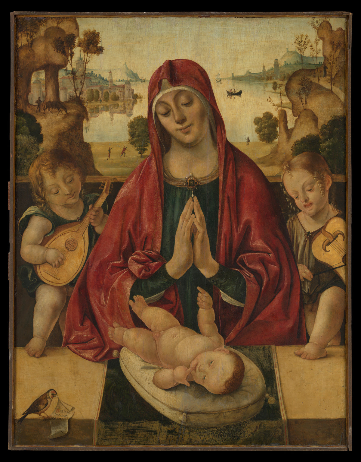 Madonna and Child with Angels by Bernardino da Genoa - Classic Art canvas print