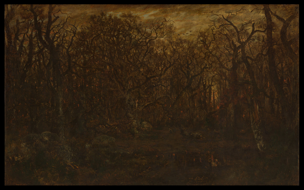 The Forest in Winter at Sunset by Théodore Rousseau - Naive Art canvas print