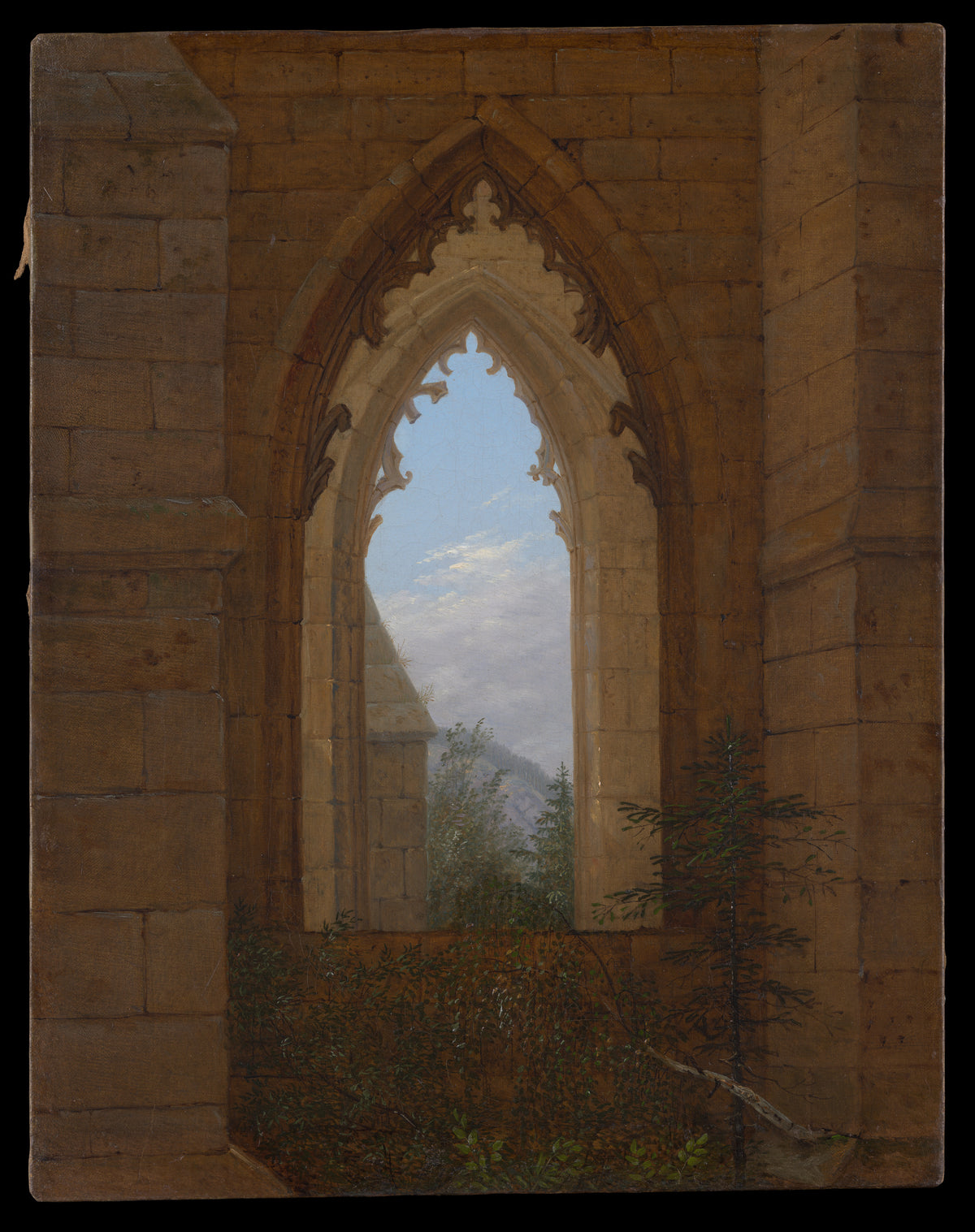 Gothic Windows in the Ruins of the Monastery at Oybin by Carl Gustav Carus - Oil Painting canvas print