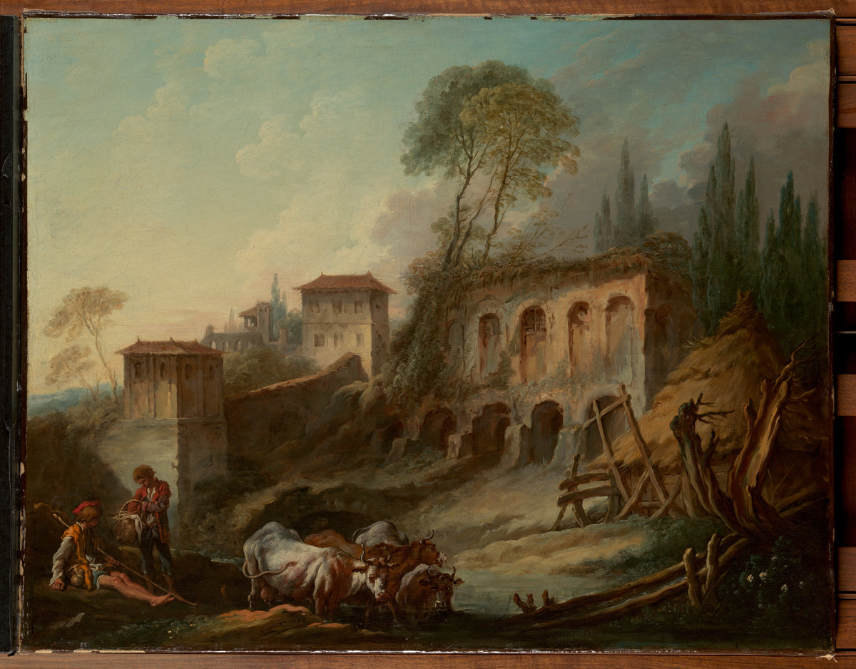 Imaginary Landscape with the Palatine Hill from Campo Vaccino by François Boucher - Oil Painting canvas print