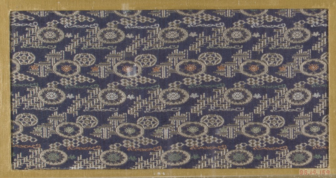 Textile fragment with repeating pattern of scattered oval medallions and diaper patterns by  - Classic Art canvas print