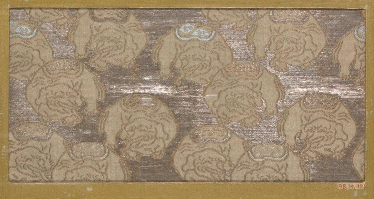 Textile fragment with repeating pattern of elephants by  - Classic Art canvas print