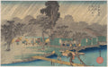 Tea-houses on the Bank of the Tadasu River in a Shower by Utagawa Hiroshige - Ukiyo-e canvas print