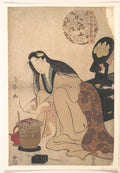 Lady Arranging Binsashi Support for the Hair over the Temples to put in Her Hair by Torii Kiyomine - Ukiyo-e canvas print