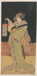 The Second Yamashita Kinsaku as a Woman Standing at Night by Katsukawa Shunshō　勝川春章 - Ukiyo-e canvas print