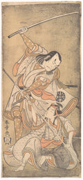 The Actor Nakamura Nakazo with a Sword, Fighting the Actor Ichikawa Raizo II who is Armed with a Lance by Katsukawa Shunshō　勝川春章 - Ukiyo-e canvas print