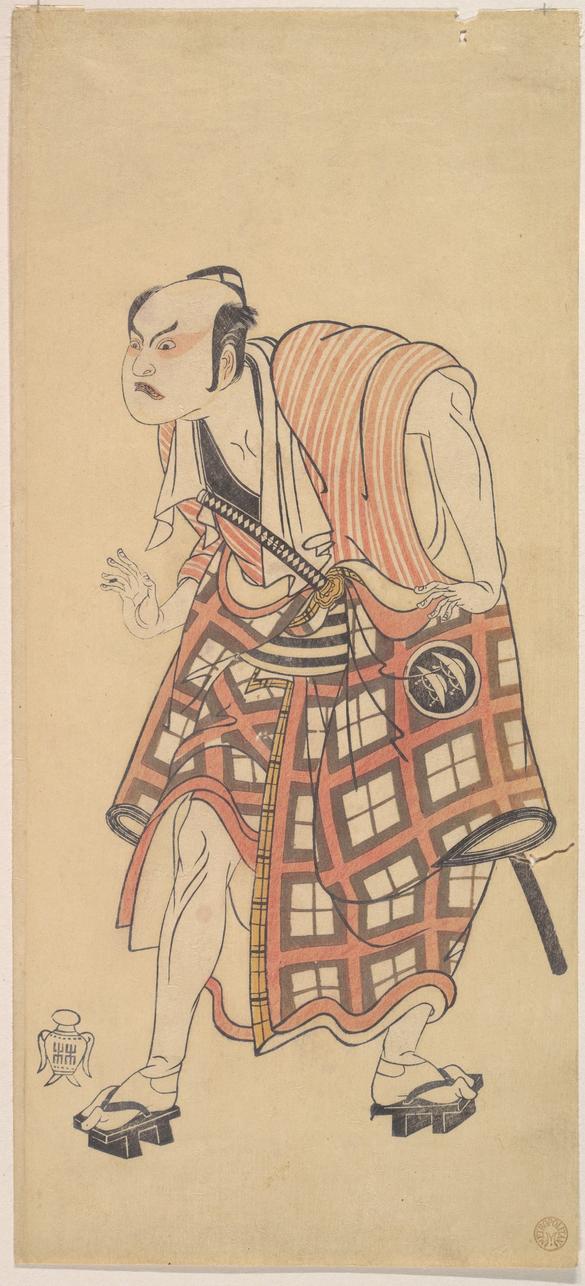 The Second Nakajima Mihoemon as a Man Standing with Head Bent Forward by Katsukawa Shunshō　勝川春章 - Ukiyo-e canvas print