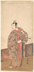 The Actor Ichikawa Danjuro V standing inside of a house and in front of an engawa by Katsukawa Shunshō　勝川春章 - Ukiyo-e canvas print