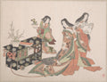 Court Ladies Dragging a Cabinet along the Floor by Kubo Shunman - Ukiyo-e canvas print