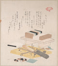 Seaweed Food and Kitchen Utensils by Kubo Shunman - Ukiyo-e canvas print