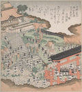 Crowd of People Looking at the Festival Dance at the Front of Futaara Shrine by Kubo Shunman - Ukiyo-e canvas print
