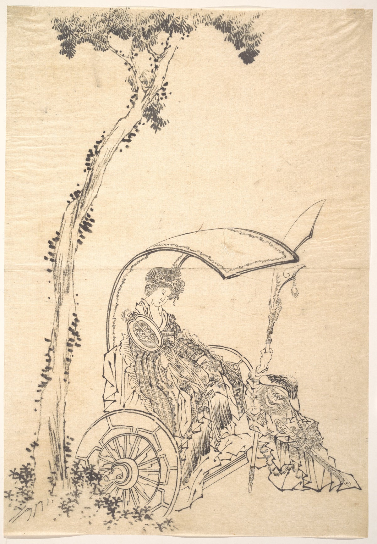 Lady in a Chariot by Katsushika Hokusai - Ukiyo-e canvas print