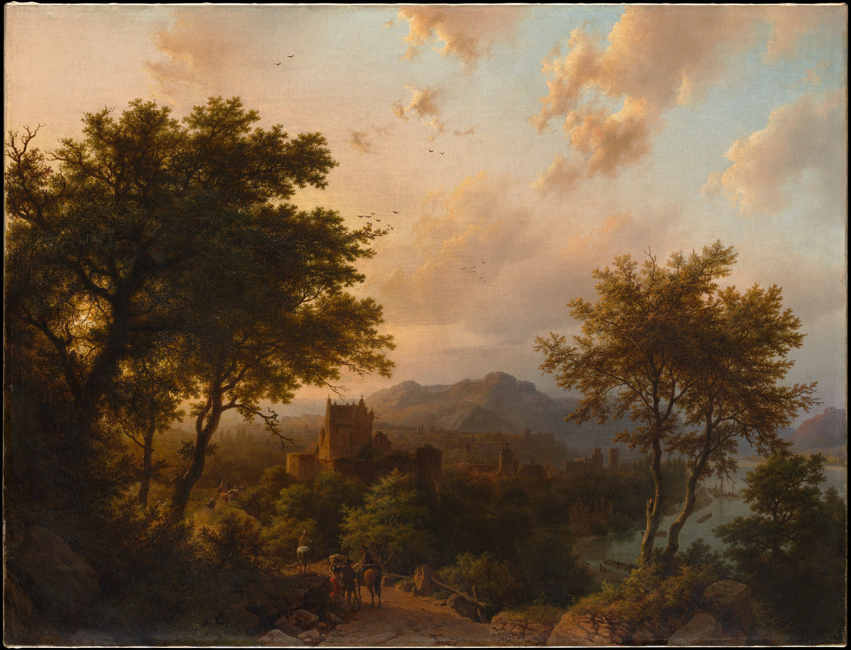 Sunset on the Rhine by Barend Cornelis Koekkoek - Oil Painting canvas print
