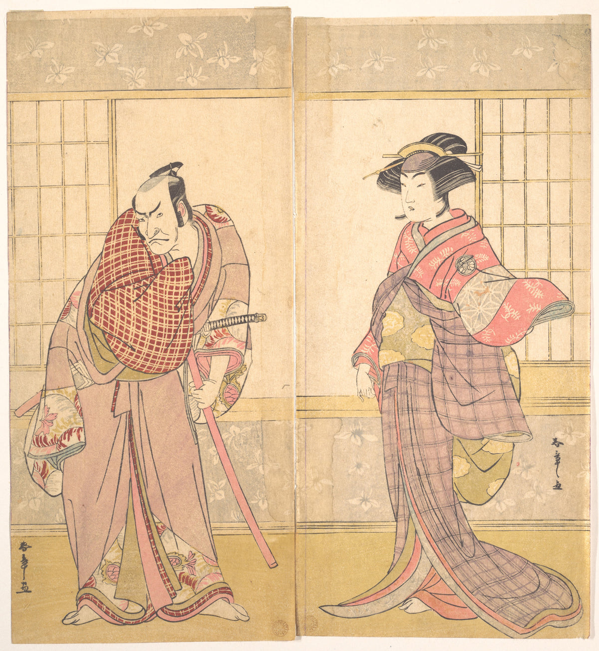 The Fifth Ichikawa Danjuro as a Man Standing in a Room by Katsukawa Shunshō　勝川春章 - Ukiyo-e canvas print