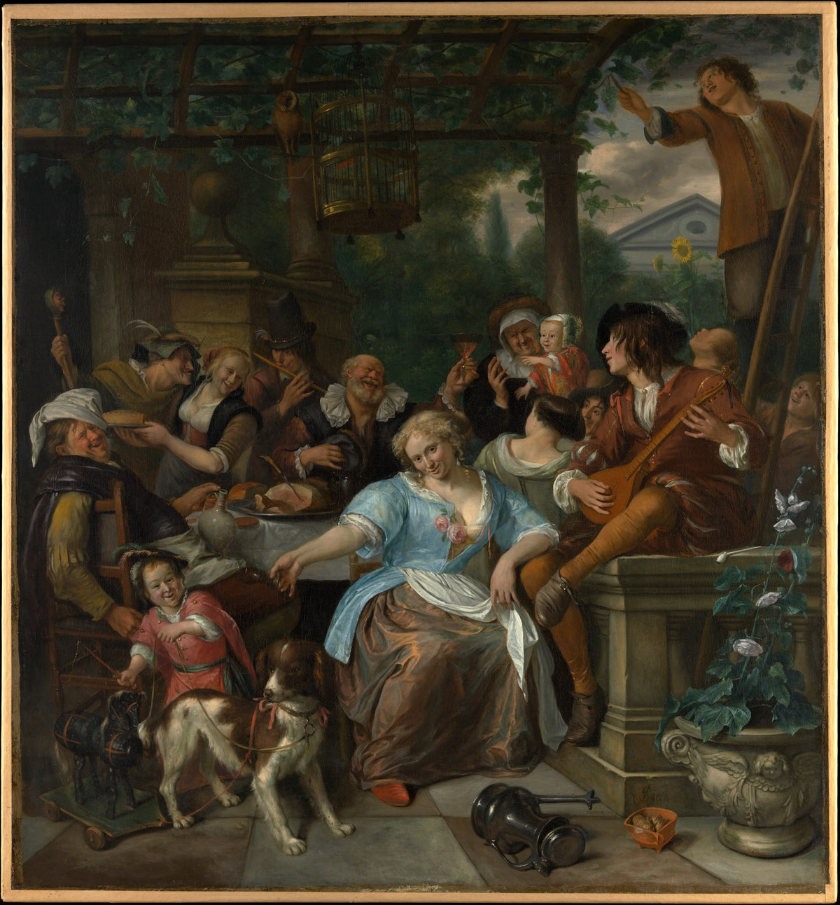 Merry Company on a Terrace by Jan Steen - Oil Painting canvas print