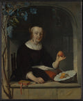 A Woman Seated at a Window by Gabriël Metsu - Classic Art canvas print