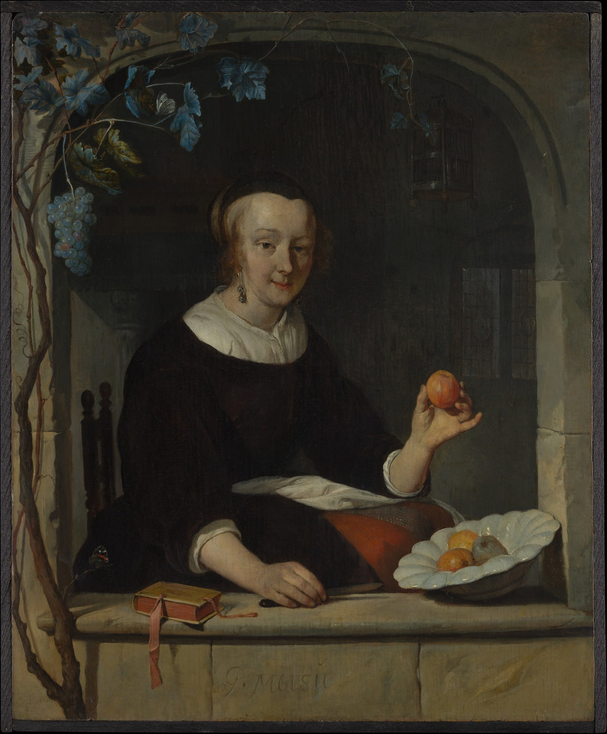 A Woman Seated at a Window by Gabriël Metsu - Classic Art canvas print