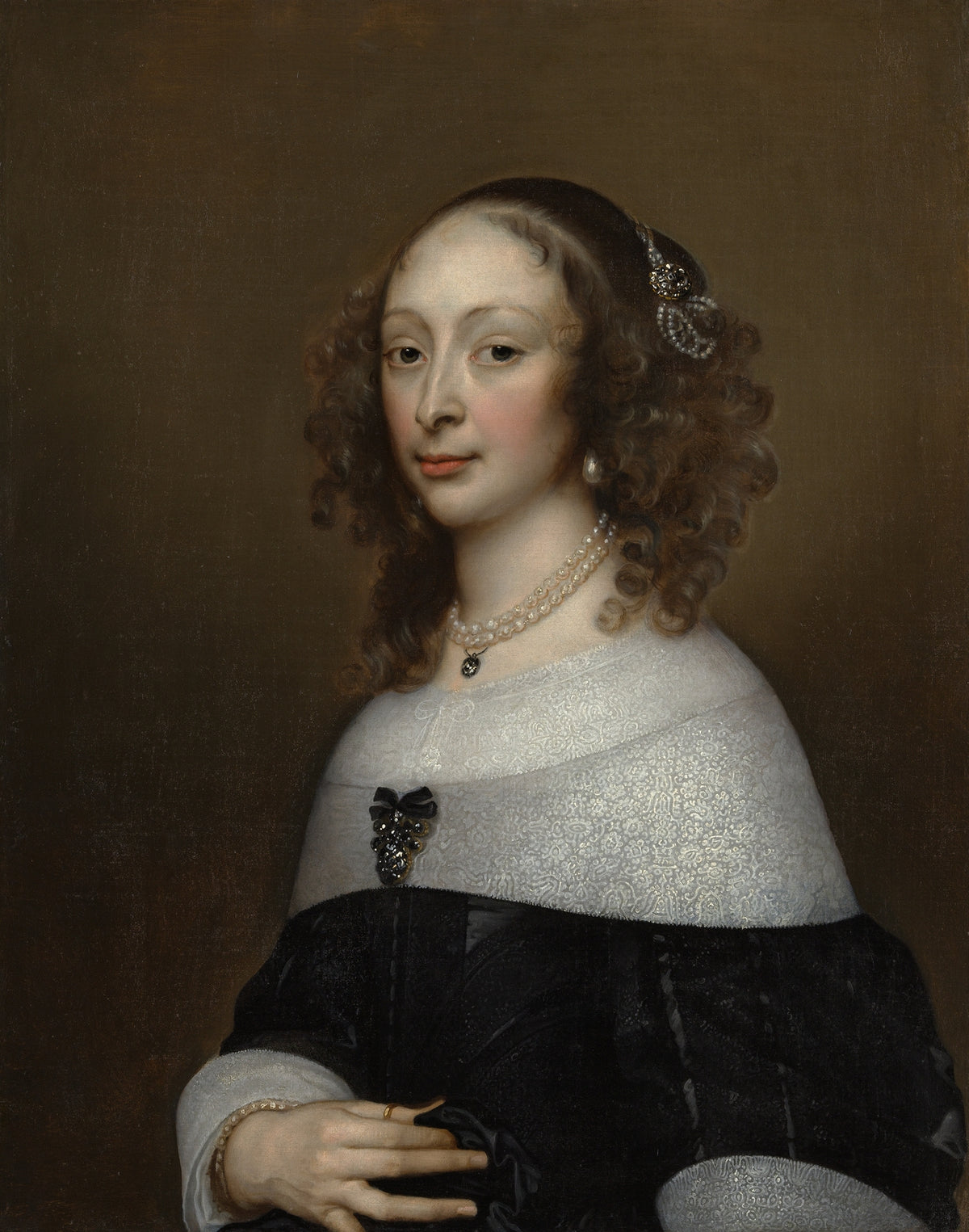 Portrait of a Woman by Adriaen Hanneman - Oil Painting canvas print