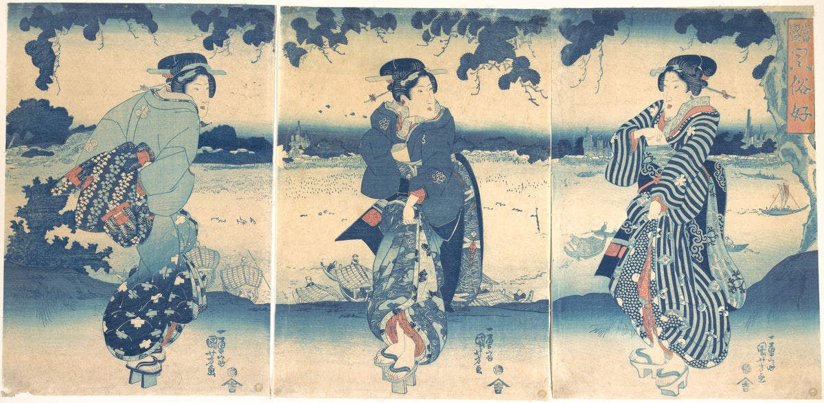 Women Near a River by Utagawa Kuniyoshi - Ukiyo-e canvas print