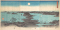 Panorama of the Eight Views of Kanasawa under a Full Moon by Utagawa Hiroshige - Ukiyo-e canvas print
