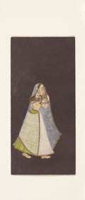 A Lady Walking at Night Holding an Oil Lamp by  - Watercolor canvas print