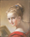 Study of a Girl in Red by Benedetto Luti - Pastel canvas print