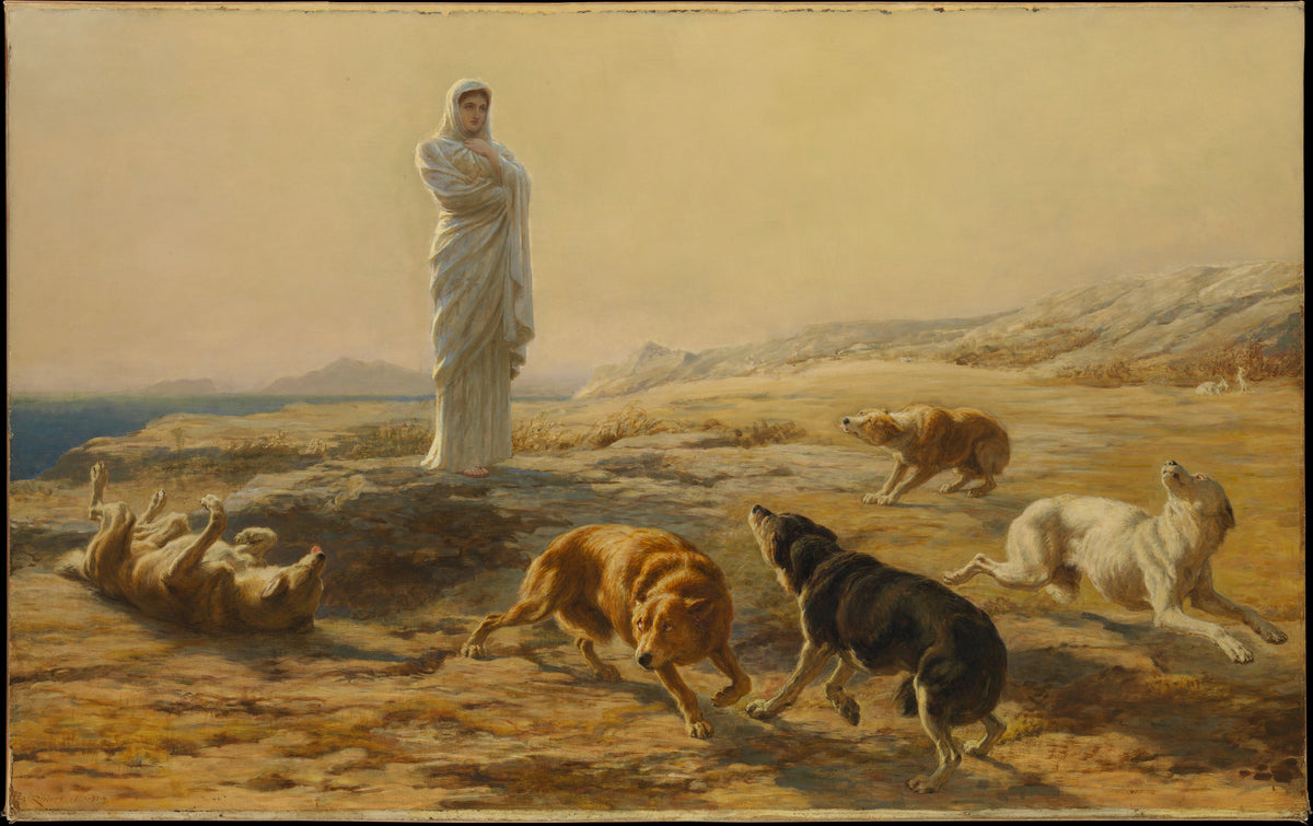 Pallas Athena and the Herdsman's Dogs by Briton Riviere - Oil Painting canvas print