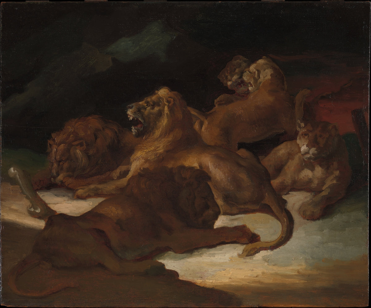 Lions in a Mountainous Landscape by Théodore Géricault - Classic Art canvas print