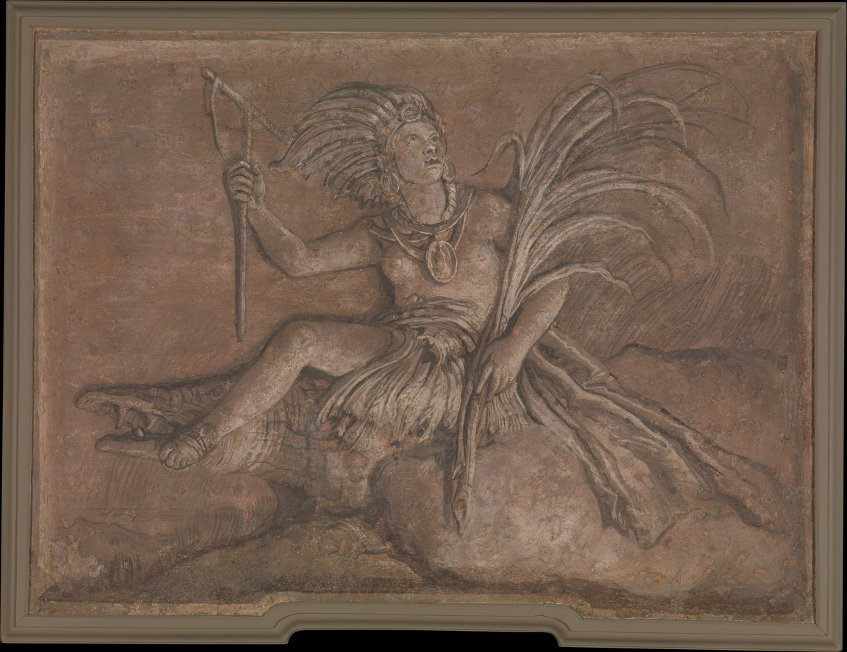 Allegorical Figure Representing America by Giovanni Domenico Tiepolo - Classic Art canvas print