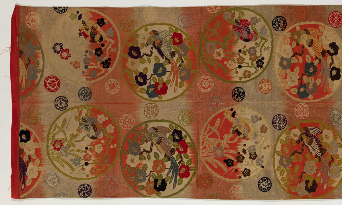 Obi with Repeating Floral Roundels and Birds by  - Classic Art canvas print