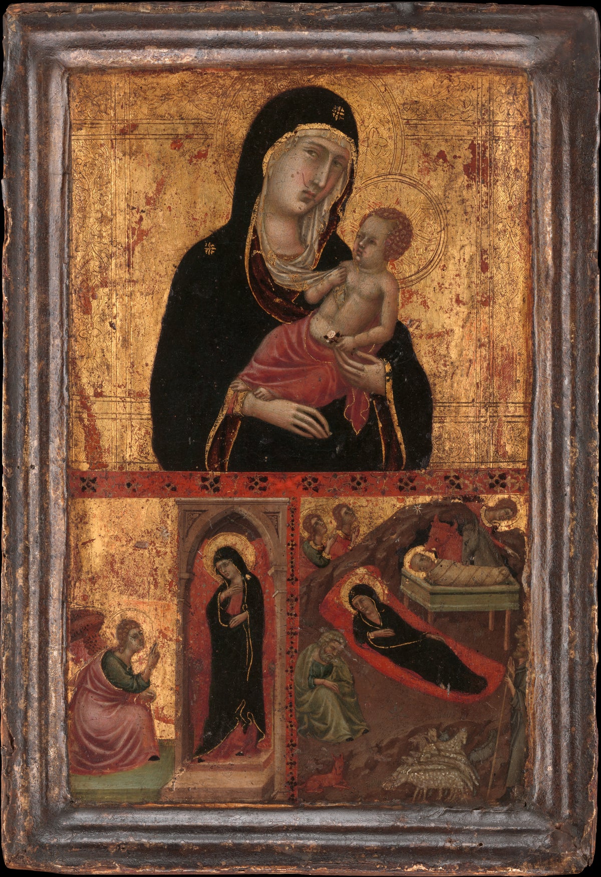 Madonna and Child with the Annunciation and the Nativity by Goodhart Ducciesque Master - Tempera canvas print