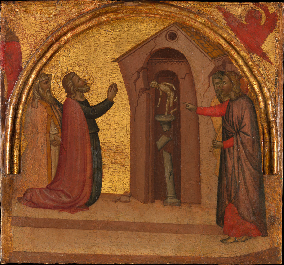 Saint John the Evangelist Causes a Pagan Temple to Collapse by Francescuccio Ghissi (Francesco di Cecco Ghissi) - Tempera canvas print