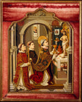 The Mass of Saint Gregory by Spanish Painter - Classic Art canvas print
