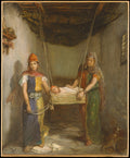 Scene in the Jewish Quarter of Constantine by Théodore Chassériau - Oil Painting canvas print