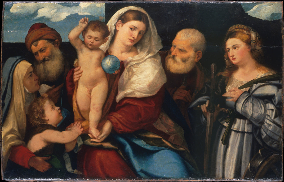 Madonna and Child with Saints by Bonifacio de' Pitati (Bonifacio Veronese) - Classic Art canvas print