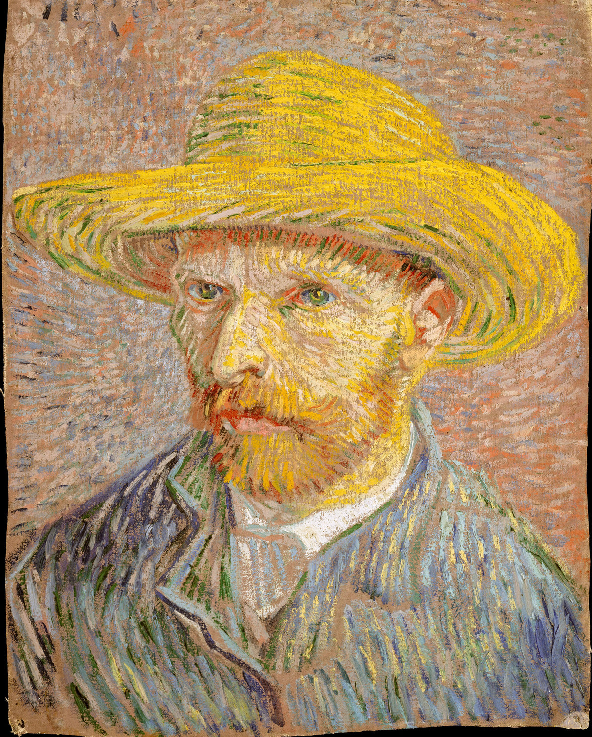 Self-Portrait with a Straw Hat obverse The Potato Peeler by Vincent van Gogh - Post-Impressionist canvas print