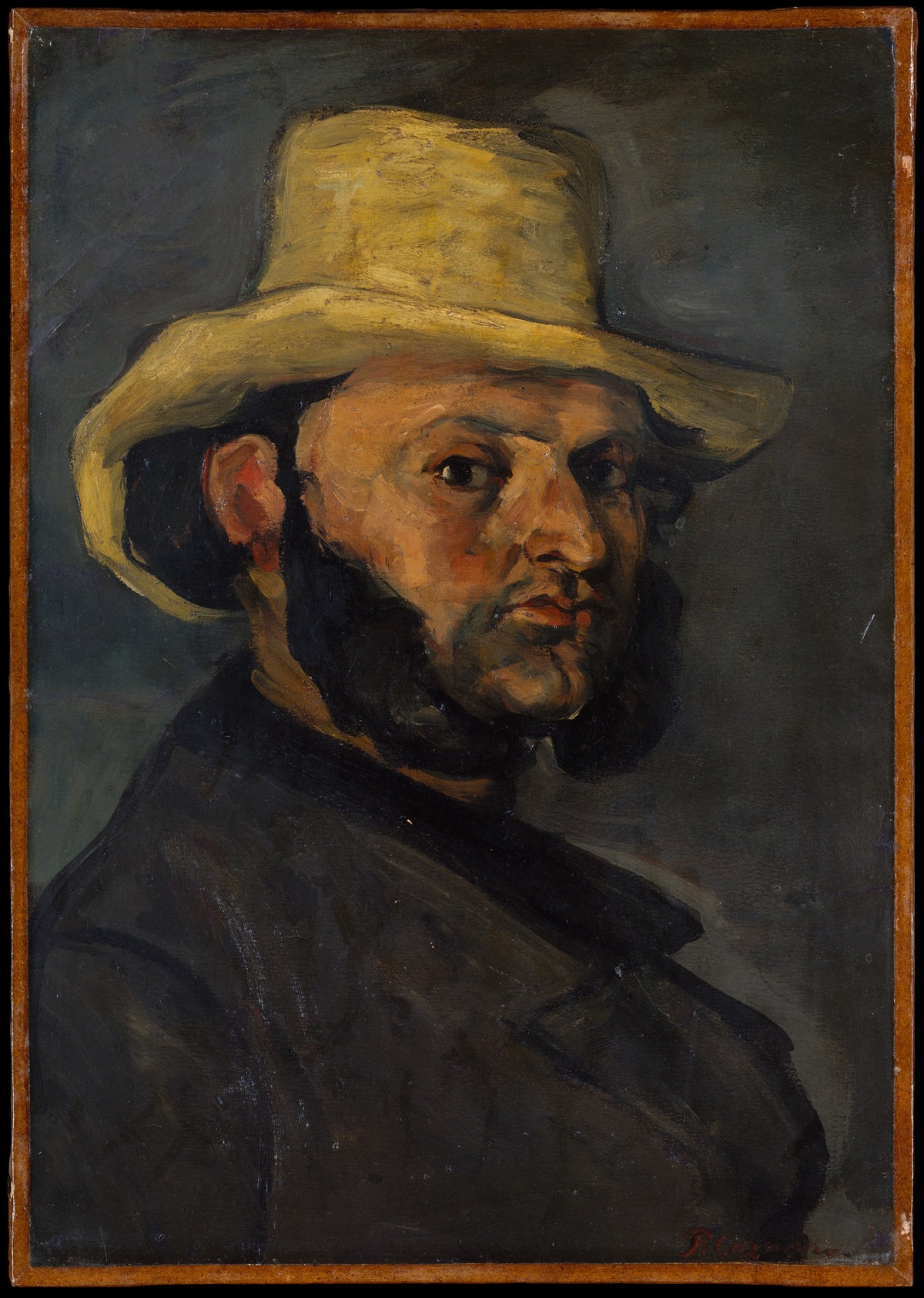 Gustave Boyer b. 1840 in a Straw Hat by Paul Cézanne - Classic Art canvas print