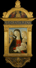 Madonna and Child with Saints Jerome and Mary Magdalen by Neroccio de' Landi - Tempera canvas print
