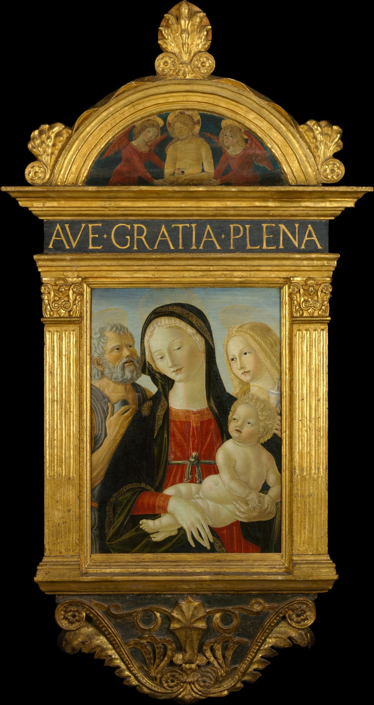 Madonna and Child with Saints Jerome and Mary Magdalen by Neroccio de' Landi - Tempera canvas print