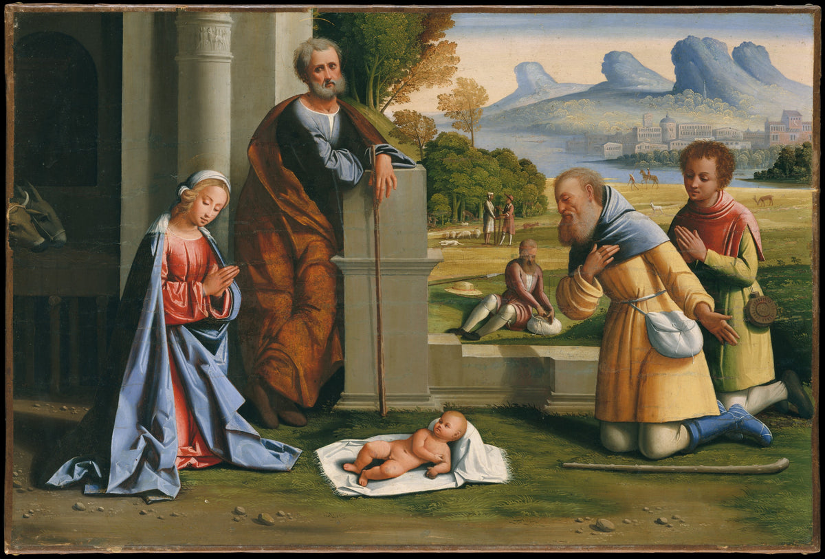 The Adoration of the Shepherds by L'Ortolano (Giovanni Battista Benvenuti) - Oil Painting canvas print