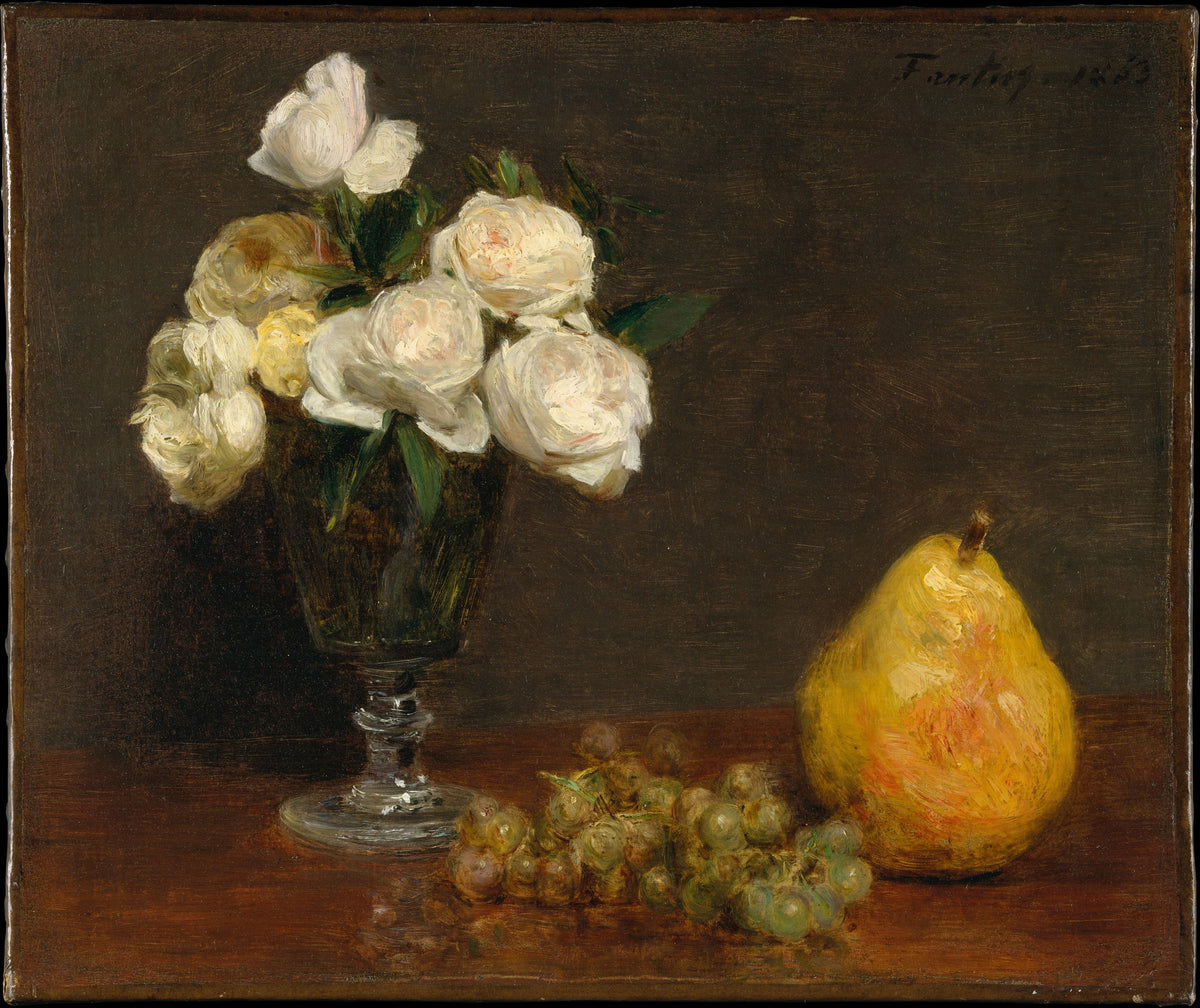 Still Life with Roses and Fruit by Henri Fantin-Latour - Realist canvas print