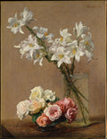 Roses and Lilies by Henri Fantin-Latour - Realist canvas print