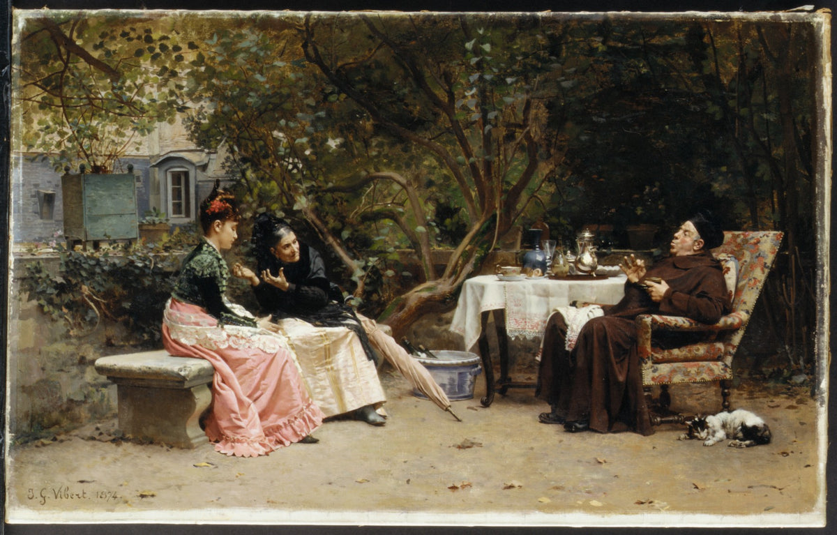 The Reprimand by Jean-Georges Vibert - Oil Painting canvas print