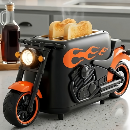 Novelty Motorcycle Flame Cruiser Toaster - Unique  Bread Toaster for Cool Kitchen Decor & Gifts