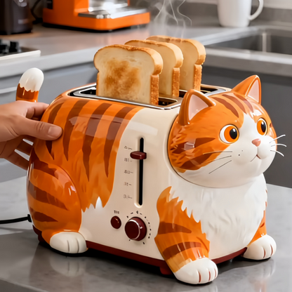 Adorable Tabby Cat Electric Bread Toaster | Cute Aesthetic Kitchen Essentials