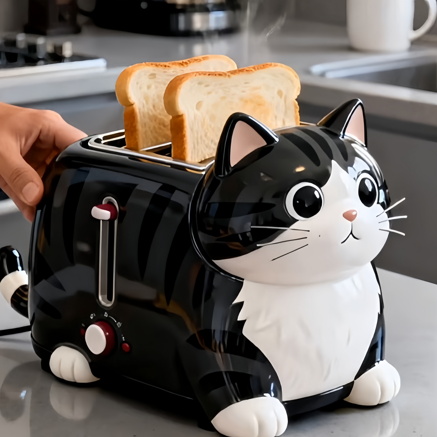 Adorable Tabby Cat Electric Bread Toaster | Cute Aesthetic Kitchen Essentials