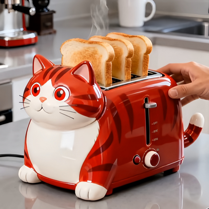 Adorable Tabby Cat Electric Bread Toaster | Cute Aesthetic Kitchen Essentials