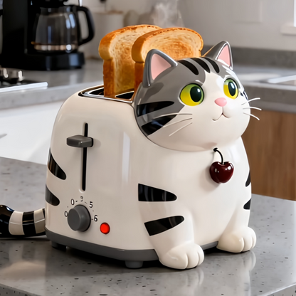 Adorable Tabby Cat Electric Bread Toaster | Cute Aesthetic Kitchen Essentials